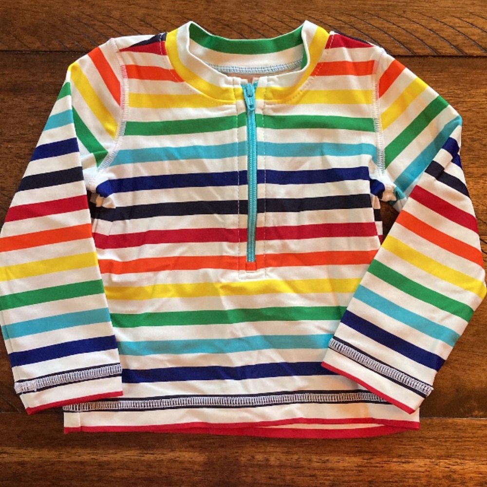 Primary Rainbow Striped Rash Guard size 3-6 months